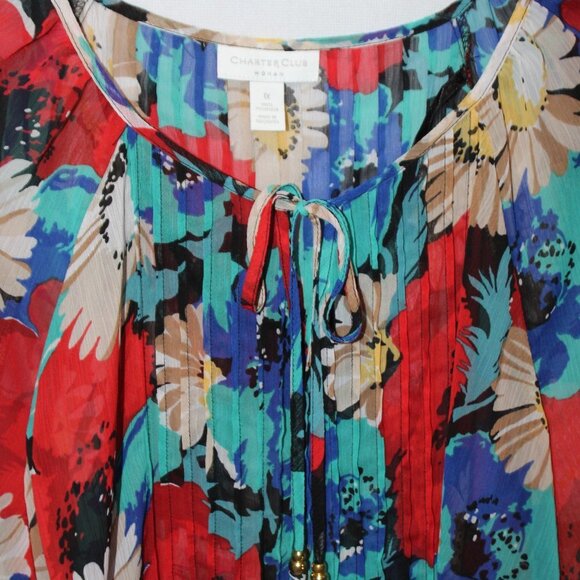 Charter Club Women Floral Multi-color Long Sleeve Top - Picture 10 of 11